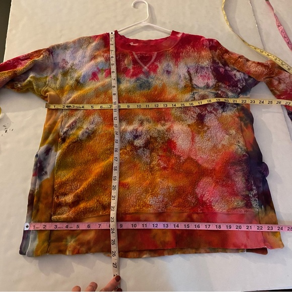 Handmade Tie Dye Sweatshirt Pullover Tunic Medium Oversized Sherpa Reversible - Picture 12 of 14